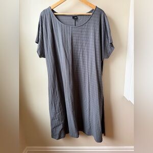 LISA BAYNE Tunic Dress‎ Lagenlook Gray Ribbed Minimalist Boho Cotton Granola L